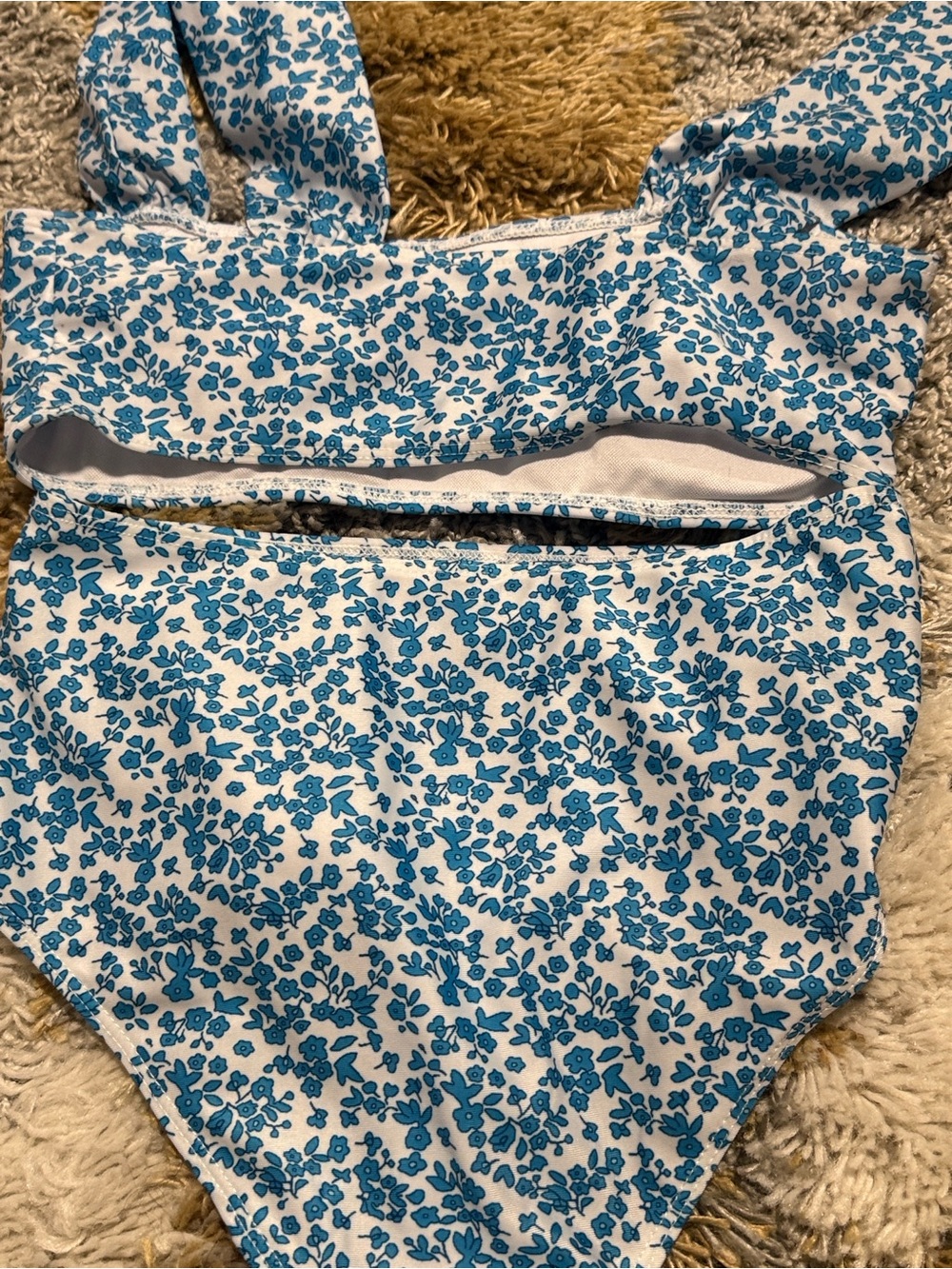 Small Blue Floral Two-Piece Bikini Set / swimsuit / bathing suit S - Picture 7 of 7